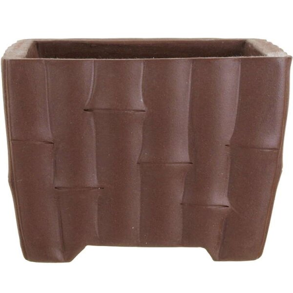Bonsai pot 9.9x9.9x6.8cm handmade dark brown square unglaced