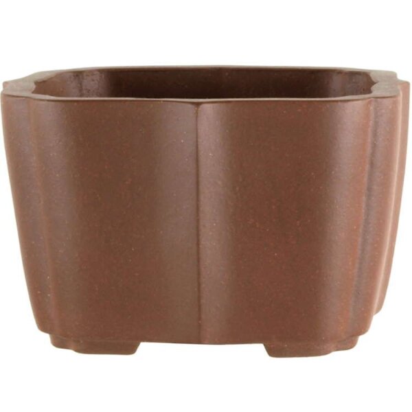 Bonsai pot 9.5x9.5x6cm handmade brown square unglaced