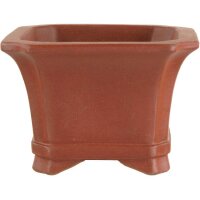 Bonsai pot 10.5x10.5x7cm handmade brown square unglaced
