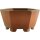 Bonsai pot 10.5x10.5x5.2cm Masteredition antique brown hexagonal unglaced