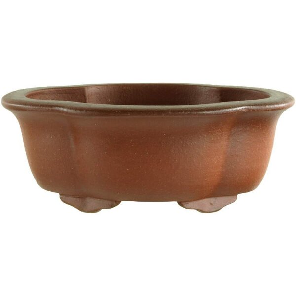 Bonsai pot 13.5x10x5cm Masteredition antique brown lotus-shaped unglaced