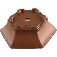 Bonsai pot 14.5x14.5x4.5cm Masteredition antique brown hexagonal unglaced