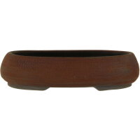 Bonsai pot 26.5x21x6cm redbrown oval unglaced