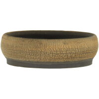 Bonsai pot 15.5x15.5x4.5cm light brown round unglaced