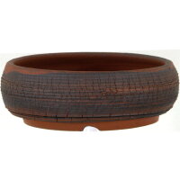 Bonsai pot 17x17x5.5cm darkbrown round unglaced