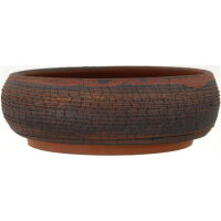 Bonsai pot 17x17x5.5cm darkbrown round unglaced