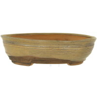 Bonsai pot 20x20x5.5cm yellow-brown round glaced
