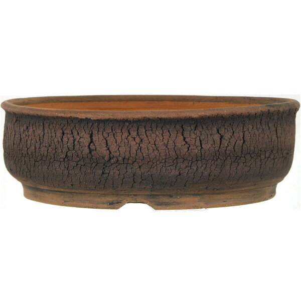 Bonsai pot 18.5x19x6cm darkbrown round unglaced