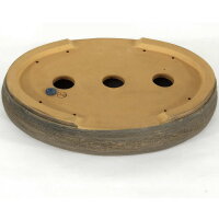 Bonsai pot 33.5x23x5.5cm dark grey oval unglaced