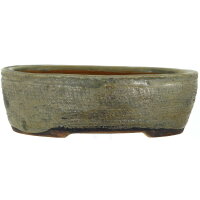 Bonsai pot 22.5x18.5x7cm grey oval glaced