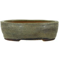 Bonsai pot 22.5x18.5x7cm grey oval glaced