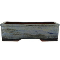 Bonsai pot 23x18x6.5cm steel blue rectangular glaced