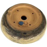 Bonsai pot 16.5x16.5x5cm khaki round glaced