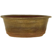 Bonsai pot 19.5x19x7.5cm yellow-brown round glaced