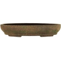 Bonsai pot 33.5x26x6cm yellow-brown oval unglaced
