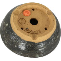 Bonsai pot 12x12x4cm dark grey round glaced