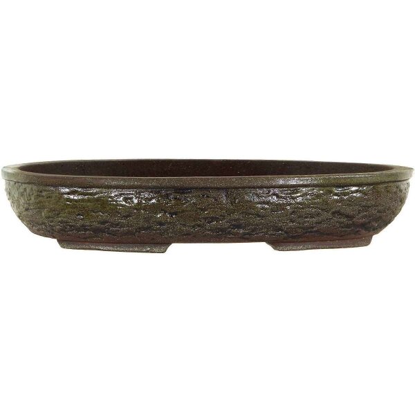 Bonsai pot 28x22x5cm brown oval glaced