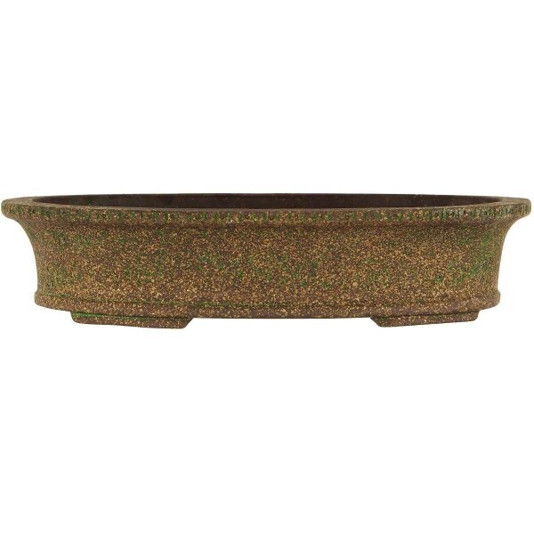 Bonsai pot 35.5x27x7.5cm brown oval unglaced