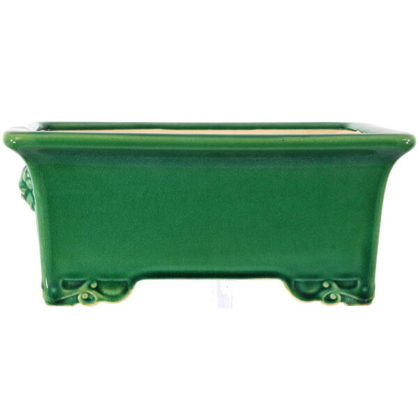 Bonsai pot 32x23x13.5cm green rectangular glaced