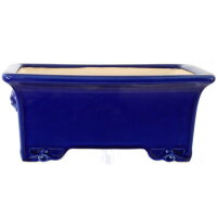 Bonsai pot 32x23x13.5cm blue-dark rectangular glaced