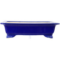 Bonsai pot 39x26.5x10.5cm blue-dark rectangular glaced