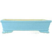 Bonsai pot 39.5x26.5x10cm light-blue rectangular glaced