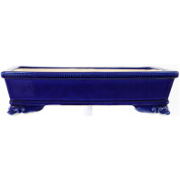 Bonsai pot 39.5x26.5x10cm blue-dark rectangular glaced