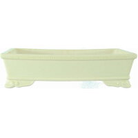 Bonsai pot 39.5x26.5x10cm white rectangular glaced