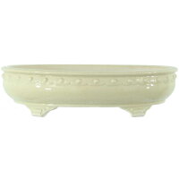 Bonsai pot 34.5x28.5x9cm white oval glaced