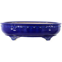 Bonsai pot 35.5x28.5x9cm blue-dark oval glaced