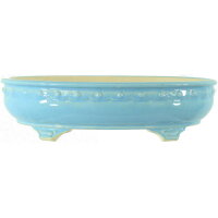 Bonsai pot 35.5x28.5x9cm light-blue oval glaced