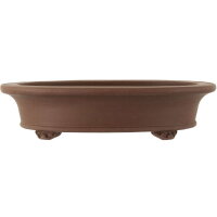 Bonsai pot 32.5x27.5x7.5cm brown oval unglaced