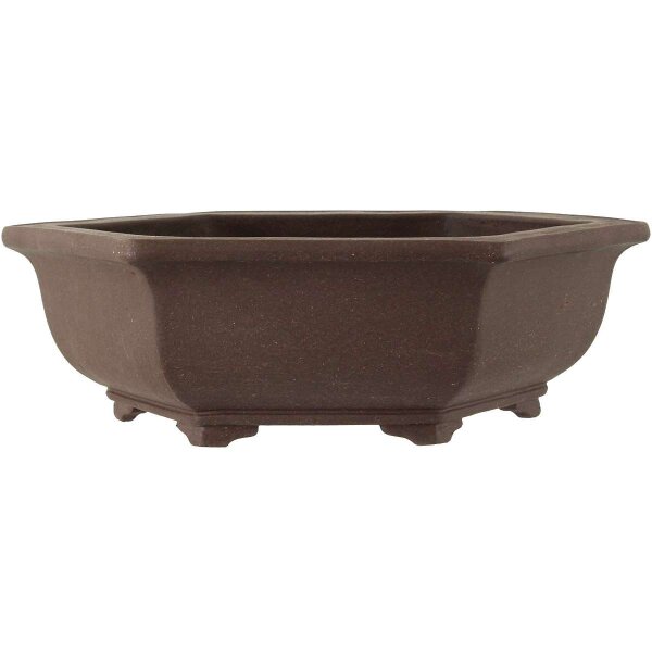 Bonsai pot 36.5x32x11cm dark-brown hexagonal unglaced