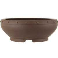 Bonsai pot 23x23x8.5cm dark-brown round unglaced