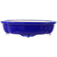 Bonsai pot 33x27x9cm blue-dark lotus Shape glaced
