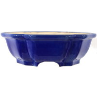Bonsai pot 39x39x12.5cm blue-dark hexagonal glaced