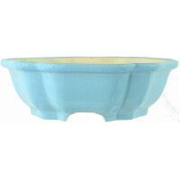 Bonsai pot 39x39x12.5cm light-blue hexagonal glaced