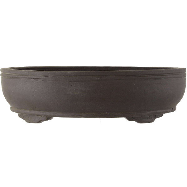 Bonsai pot 41.5x30.5x11cm dark-grey oval unglaced