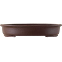 Bonsai pot 38.5x31x7cm antique-brown oval unglaced