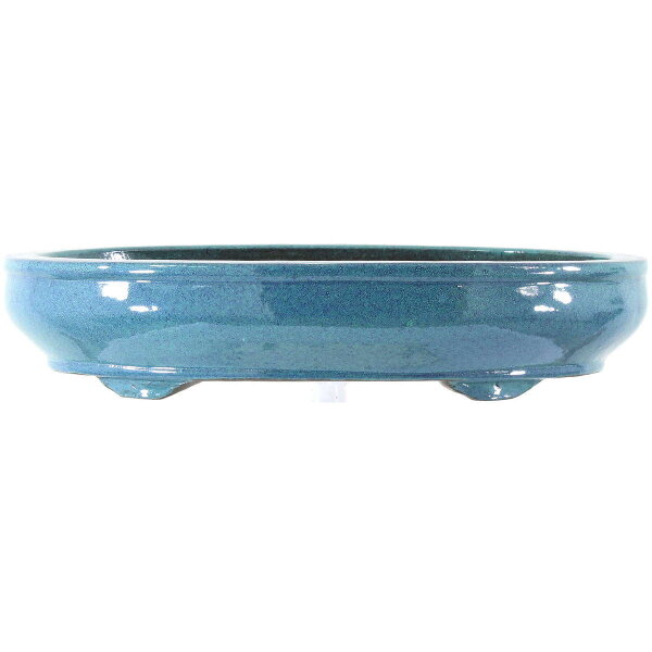 Bonsai pot 34x26.5x7cm light-blue oval glaced