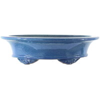 Bonsai pot 37.5x30.5x10cm light-blue oval glaced