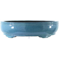 Bonsai pot 40.5x30.5x11cm light-blue oval glaced