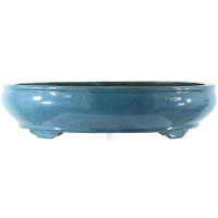 Bonsai pot 48.5x40.5x11cm light-blue oval glaced