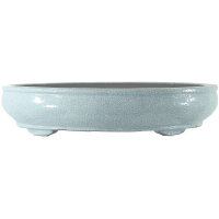 Bonsai pot 41.5x33.5x9cm white oval glaced