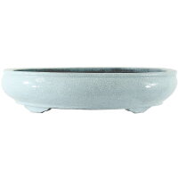 Bonsai pot 48.5x40.5x11cm white oval glaced