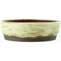 Bonsai pot 21.5x21.5x6.5cm beige round glaced