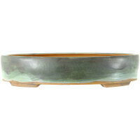 Bonsai pot 35x28x7cm turquoise oval glaced