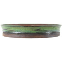 Bonsai pot 33x32.5x6cm sea green round glaced