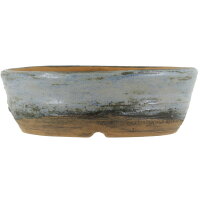 Bonsai pot 16x15.5x5.5cm steel blue round glaced