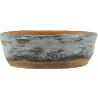 Bonsai pot 16x15.5x5.5cm steel blue round glaced